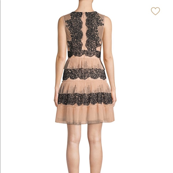 NWT Formal Black Lace/Nude Pink Tiered Cocktail Dress - Picture 3 of 6